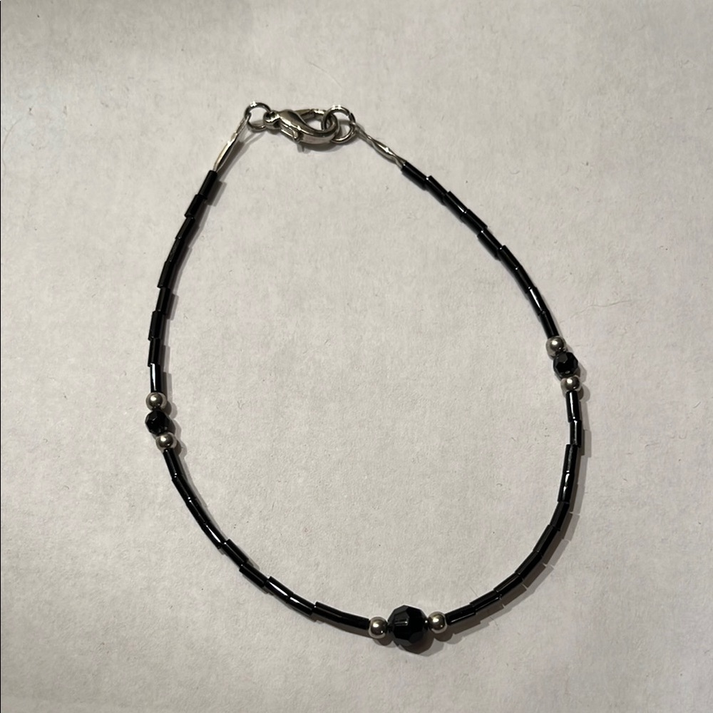 Black Beaded Anklet